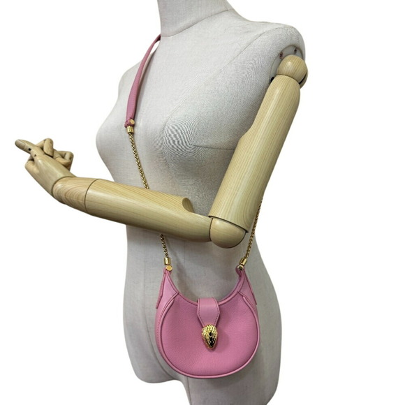 BVLGARI Ellipse Micro Chain Shoulder Bag, Snake Serpenti Pink, Women's - Picture 11 of 12